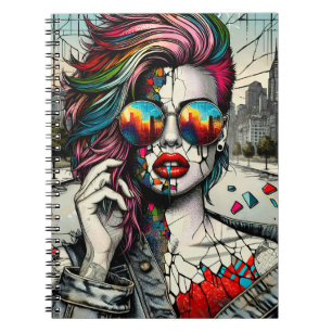 Grunge Art   Fractured Woman Abstract Notebook