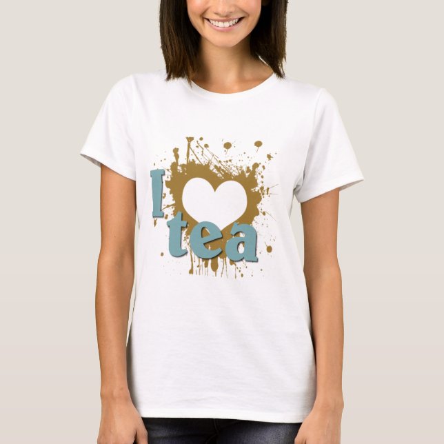 Grunge Art I Heart Love Tea T-Shirt (Front)