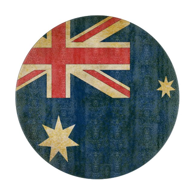 Grunge Australian Flag Glass Cutting Board (Front)