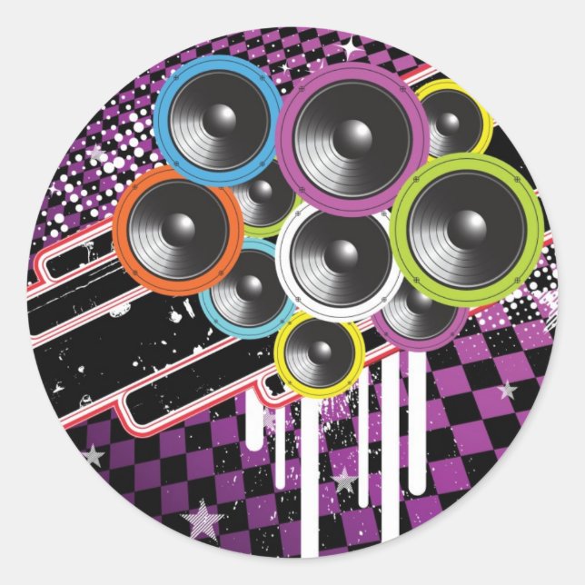 Grunge background classic round sticker (Front)