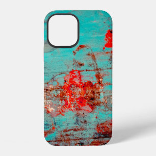 Grunge background of turquoise. Blotches, smears o iPhone 12 Case