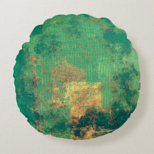 Grunge background with vintage style graphic eleme round cushion