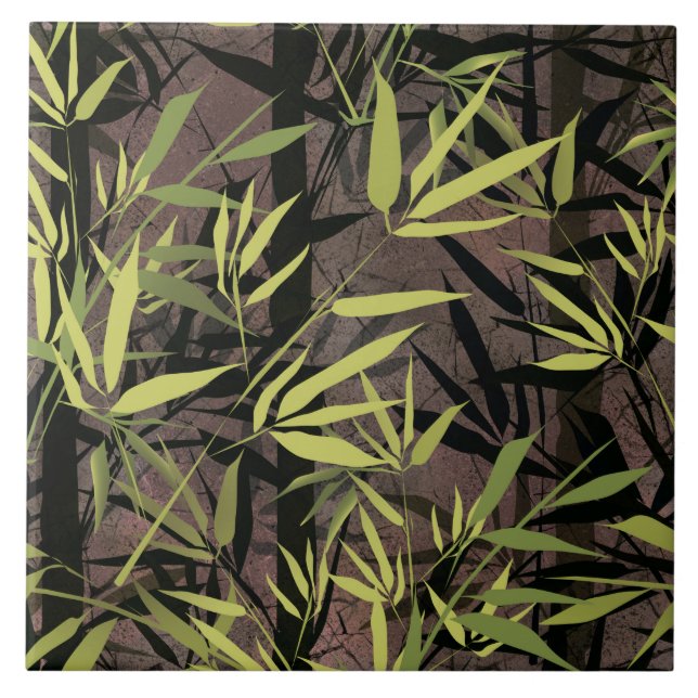 Grunge bamboo forest. ceramic tile (Front)