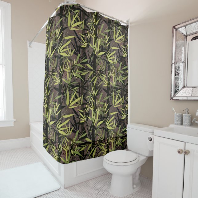 Grunge bamboo forest. shower curtain (In Situ)