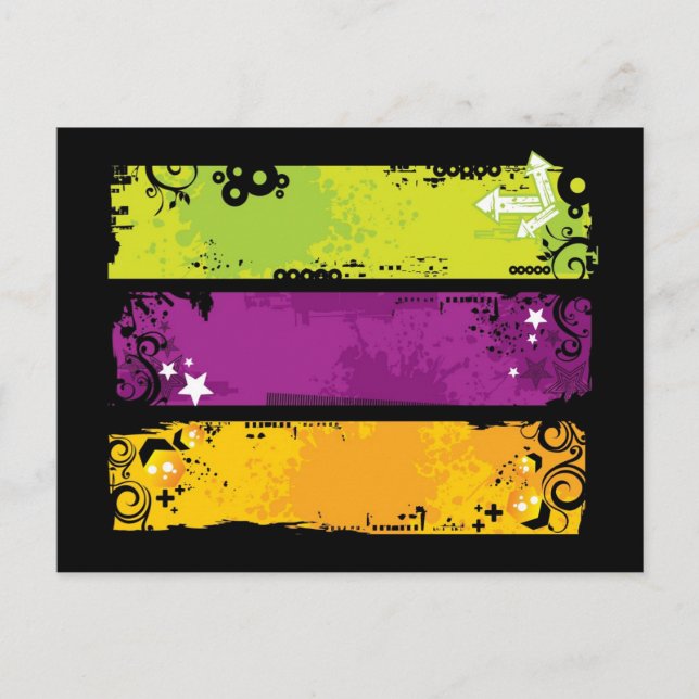 Grunge banners illustration postcard (Front)