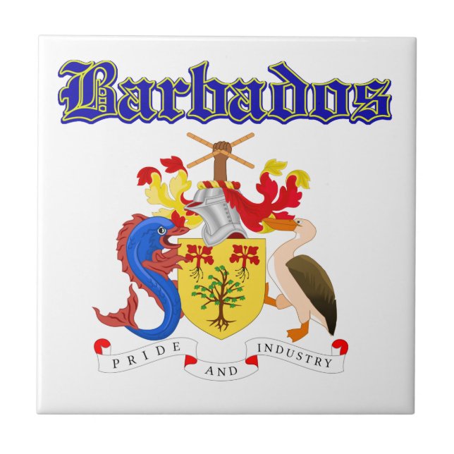 Grunge Barbados coat of arms designs Tile (Front)