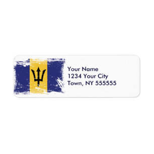 Grunge Barbados Flag Return Address Label