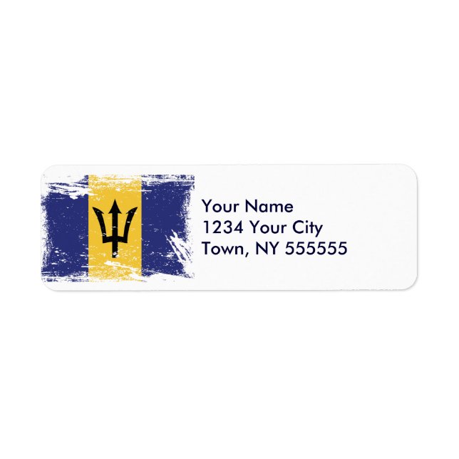 Grunge Barbados Flag Return Address Label (Front)