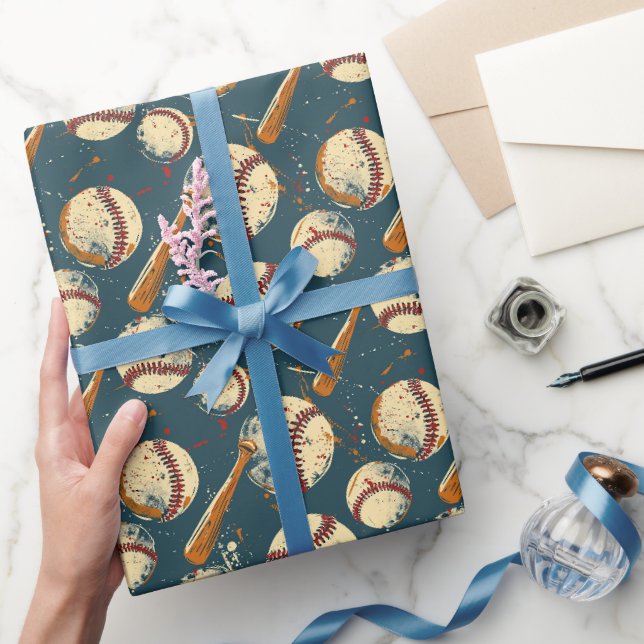 Grunge Baseball Clash Wrapping Paper (Gifting)