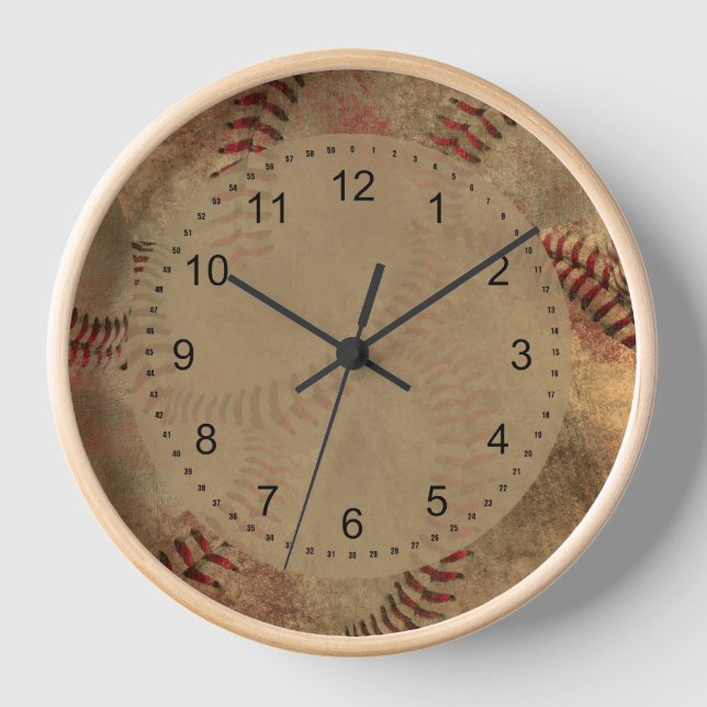 Grunge Baseball Collage Clock (Front)