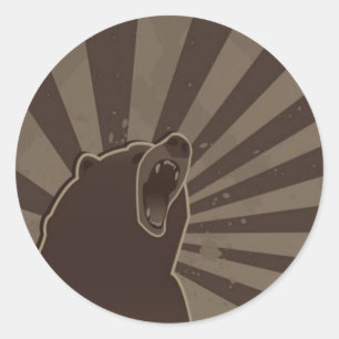 Grunge Bear Classic Round Sticker