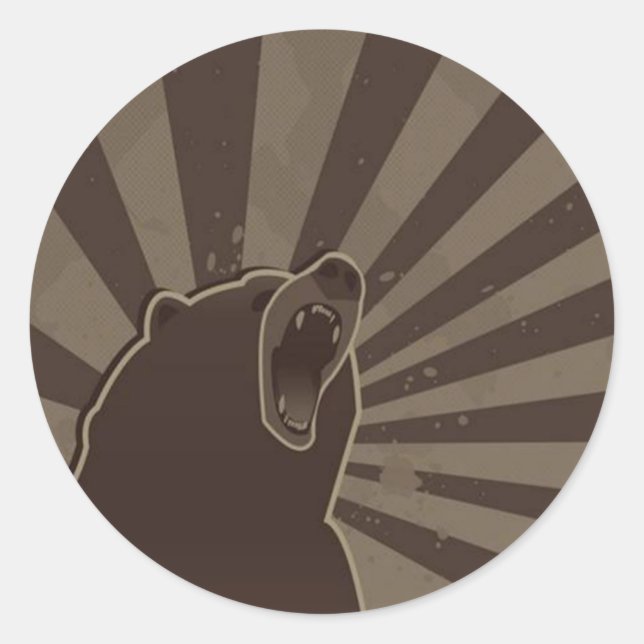 Grunge Bear Classic Round Sticker (Front)