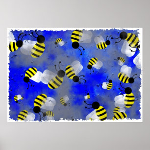 Grunge Bees Poster