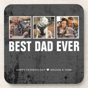Grunge Best Dad Ever Father's Day Photos Coaster