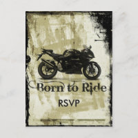 Grunge Biker Wedding RSVP Invitation with Photo
