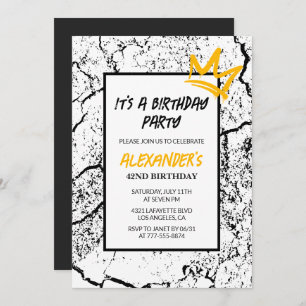 Grunge Black 42nd birthday invitation  Graffiti  