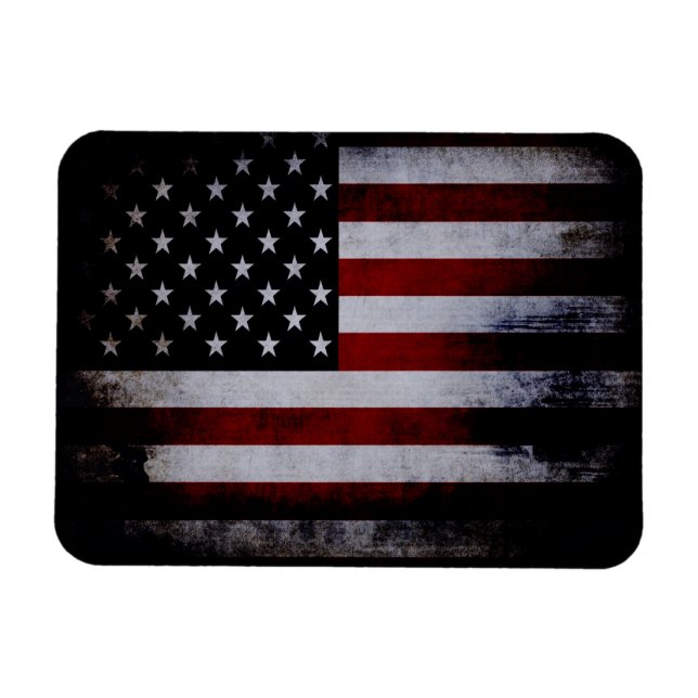 Grunge Black American Flag Magnet (Horizontal)