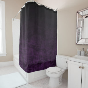 Grunge Black and Purple Ombre Shower Curtain