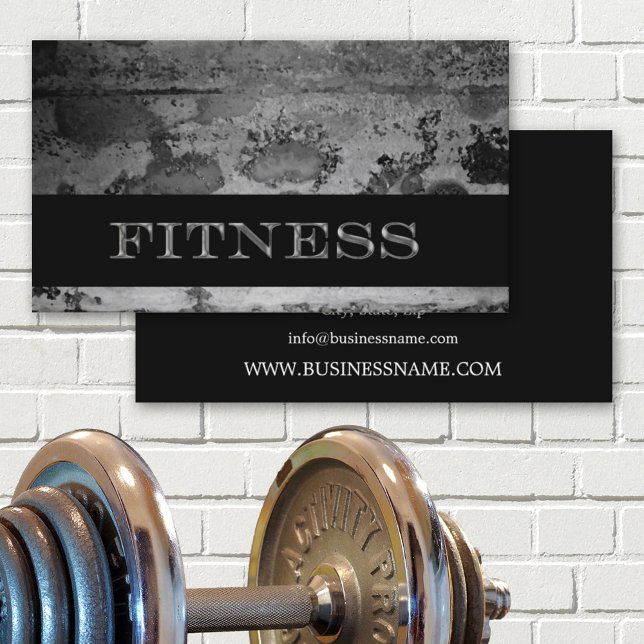 Grunge Black Fitness Personal Trainer Business Card (Creator Uploaded)