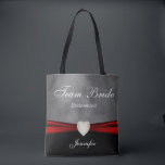 Grunge Black, Grey and Red Team Bride Tote Bag<br><div class="desc">Team Bride Tote Bag. A great gift for your bridesmaids, maid of honour or matron of honour, etc... 100% Customisable. Ready to Fill in the box(es) or Click on the CUSTOMIZE button to add, move, delete, resize or change any of the font or graphics. Made with high resolution vector and/or...</div>