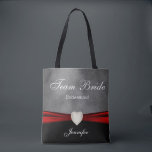 Grunge Black, Grey and Red Team Bride Tote Bag<br><div class="desc">Team Bride Tote Bag. A great gift for your bridesmaids, maid of honour or matron of honour, etc... 100% Customisable. Ready to Fill in the box(es) or Click on the CUSTOMIZE button to add, move, delete, resize or change any of the font or graphics. Made with high resolution vector and/or...</div>