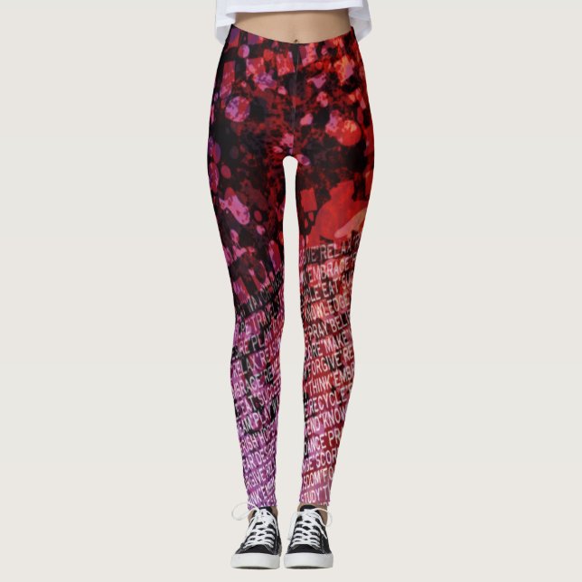 Grunge black red purple words to live by leggings (Front)