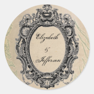 Grunge Black Vintage Frame Monogrammed Stickers