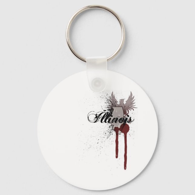 Grunge Blood Splatter Illinois Keychain (Front)