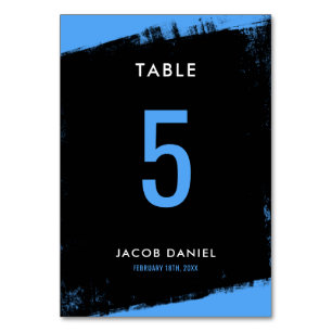 Grunge Blue Black Bar Mitzvah Table Number