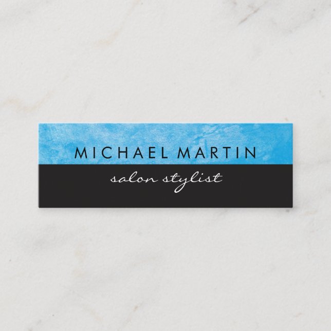 Grunge Blue Black Two Tone Mini Business Card (Front)
