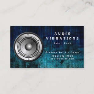 Grunge Blue Car Audio Stereo Speaker Installation Business Card