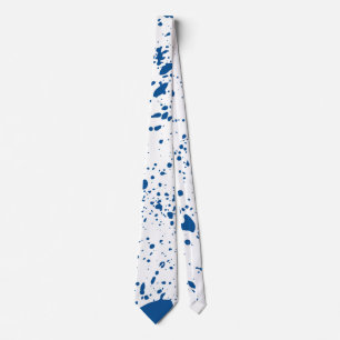 Grunge Blue Ink Paint Splattering Blotches Tie