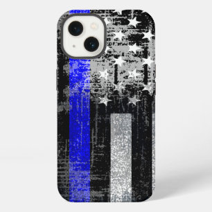Grunge Blue Line Flag iPhone Case