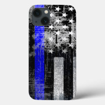 Grunge Blue Line Flag iPhone Case