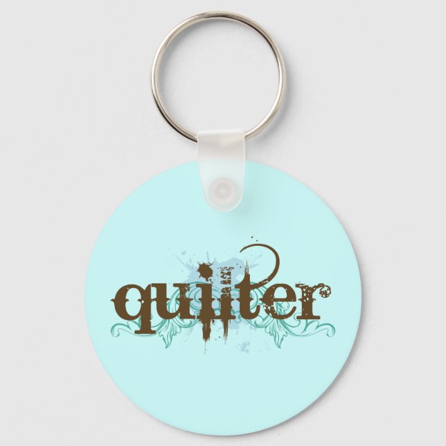 Grunge Blue Quilter Gift Key Ring (Front)