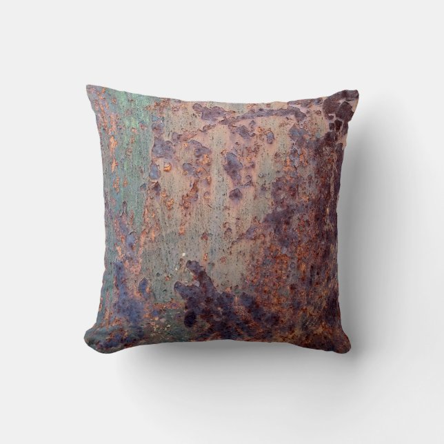 Grunge Blue Rusted Metal Pattern Cushion (Front)