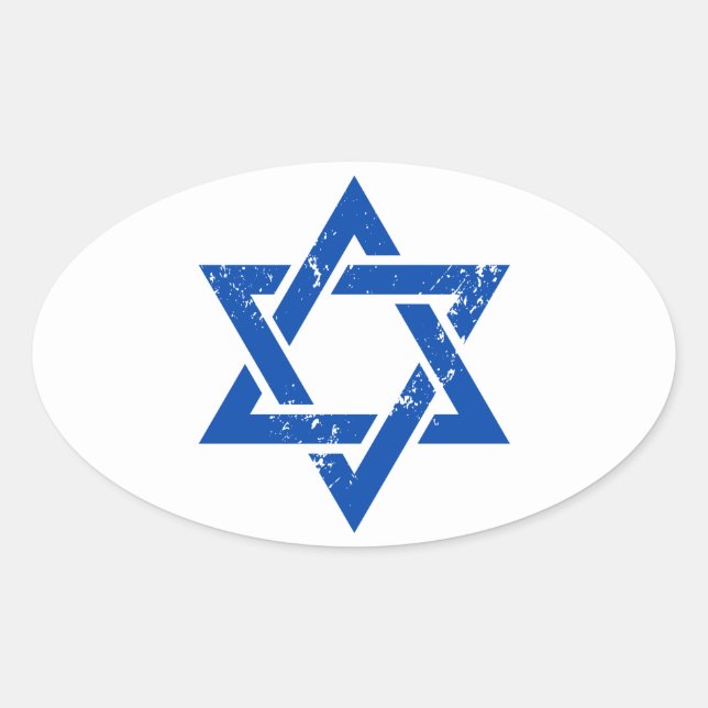 Grunge Blue Star of David Oval Sticker (Front)