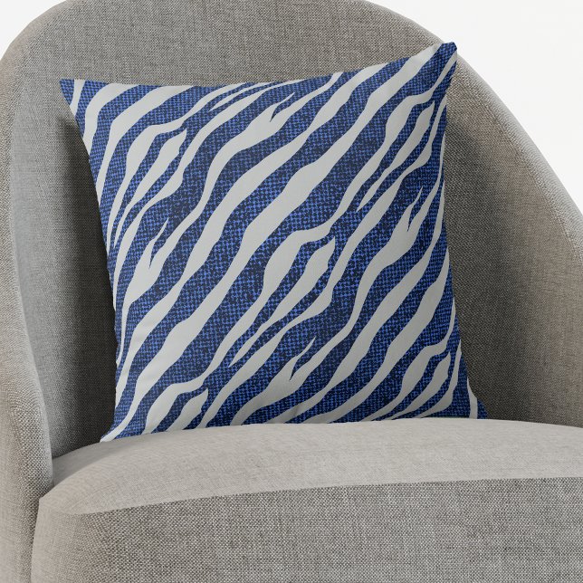 Grunge Blue Zebra Pattern Cushion (Creator Uploaded)