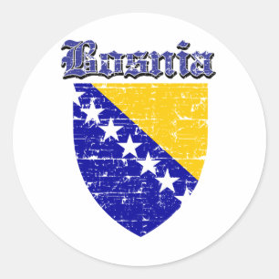 Grunge Bosnia coat of arms designs Classic Round Sticker