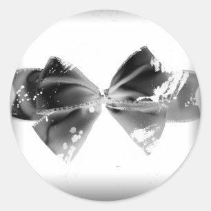 Grunge Bow on black Classic Round Sticker