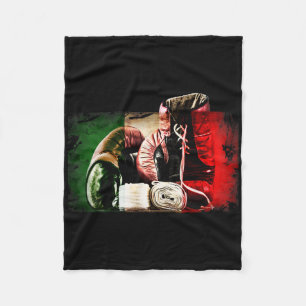 Grunge Boxing Gloves And Italy Flag  Fleece Blanket