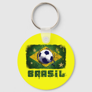 Grunge brazil soccer flag gifts key ring