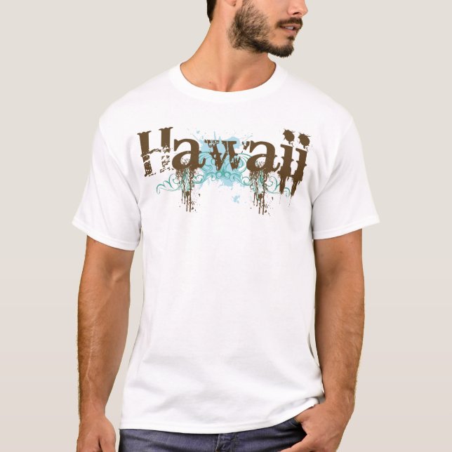 Grunge Brown Blue Hawaii T-shirt (Front)