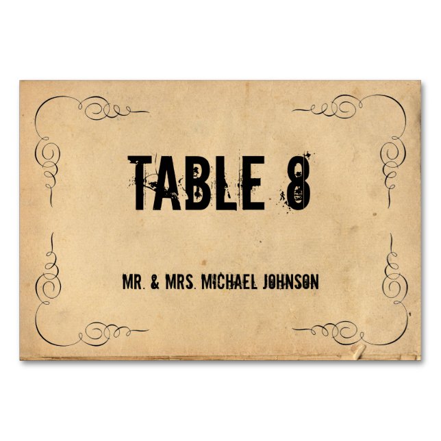 Grunge Brown Paper Guest Table Cards (Back)