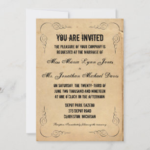 Grunge Brown Paper Wedding Invitation
