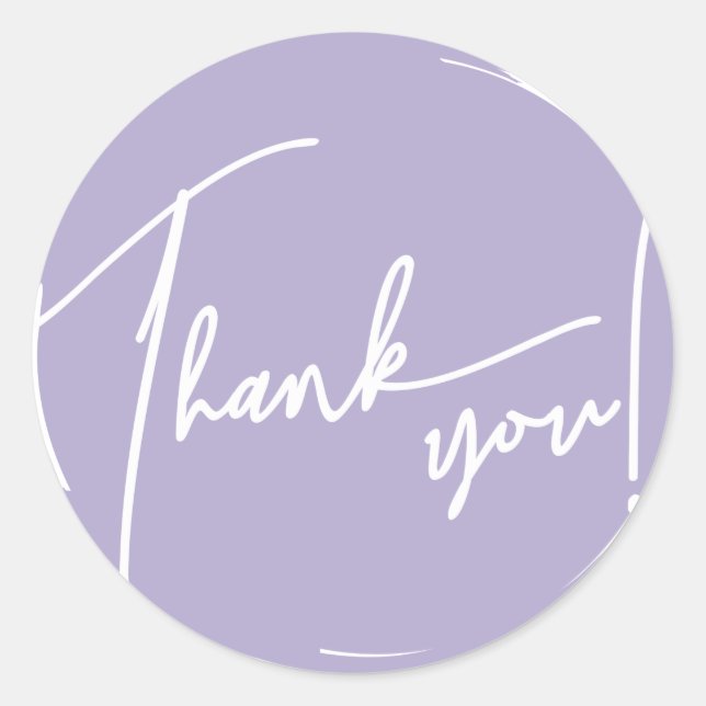 Grunge Brush Circle Calligraphy Thank You Classic Round Sticker (Front)