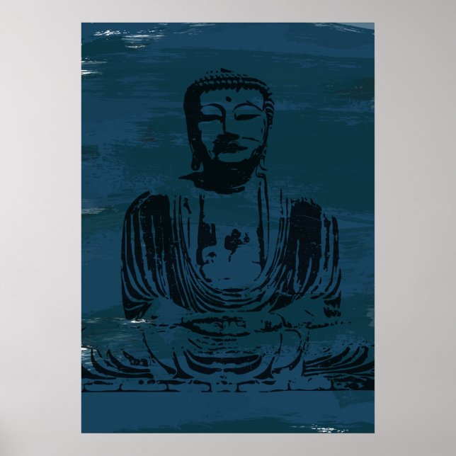 Grunge Buddha Poster - Dark Teal (Front)
