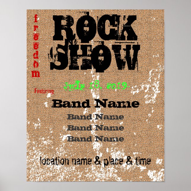 Grunge Burlap Distressed Customisable Poster (Front)