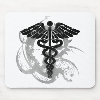 Grunge caduceus mouse pad