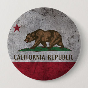 Grunge California Flag 10 Cm Round Badge